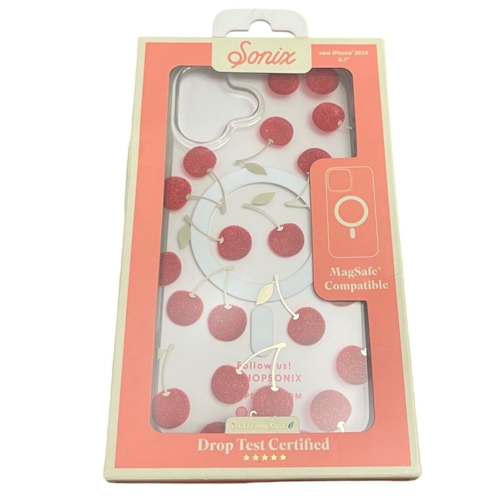 Sonix‎ iPhone 16 Plus/Pro Max 6.7 Case MagSafe Cherries Red Gold Glitter  NEW